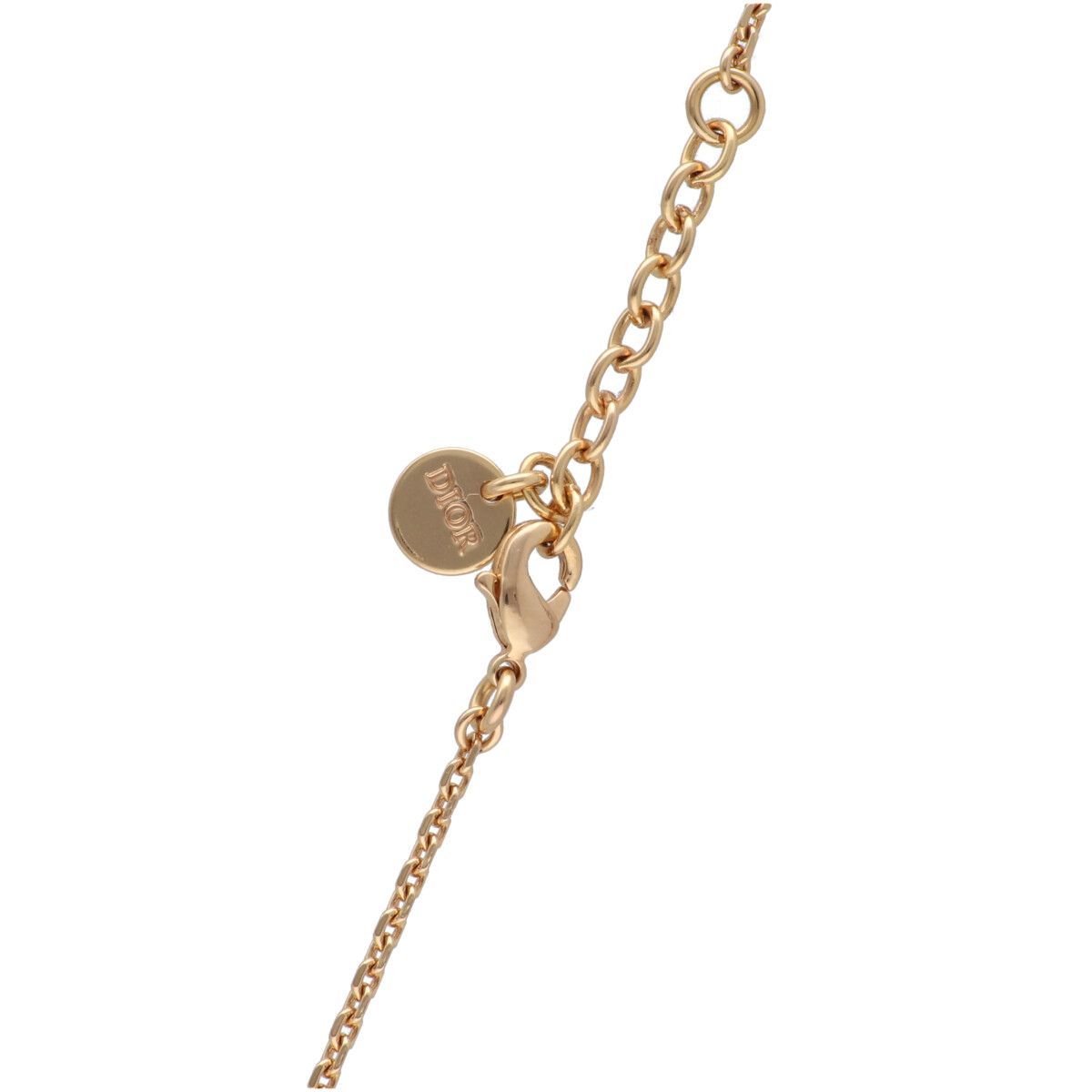 中古】 Dior ディオール ラインストーンロゴ ハートネックレス 