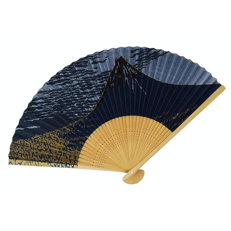 【新品】 [おしゃれ kimono いろは] 扇子 高級絵付扇子 香り付き 富士 紺 0
