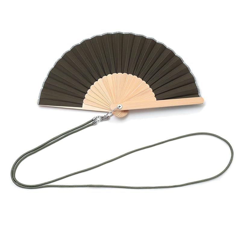 【新品】 [西川庄六商店] 扇子 夏用 ストラップ アウトドア カーキ メンズ 紳士 父の日 ギフト おしゃれ プレゼント せんす 緑 0