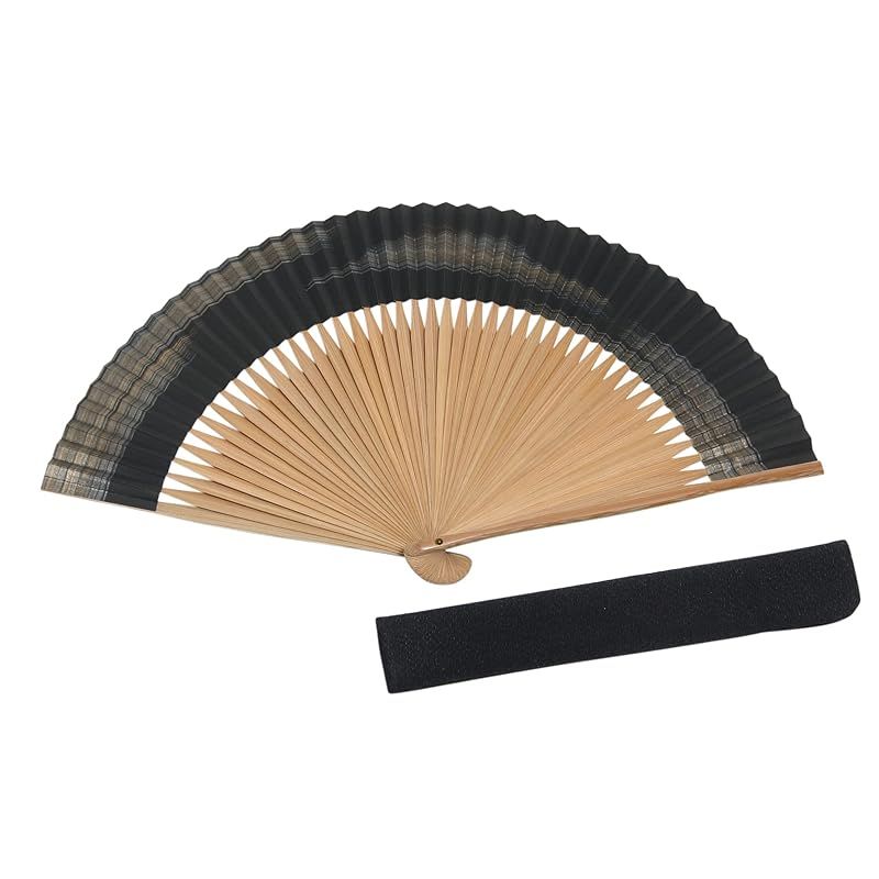 【新品】 [ハセガワ] 京扇子 紳士用 両面柄 45本骨 短地 高級 京都職人 仕立て 扇子袋付き 紙箱入り(霞/黒) 0