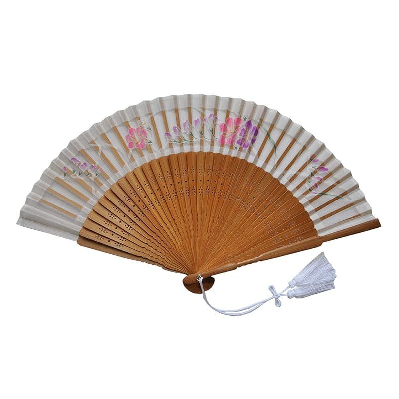 【新品】 〈婦人用絹扇子〉切り絵短地扇子/フリージア柄 白色 0 8,418円