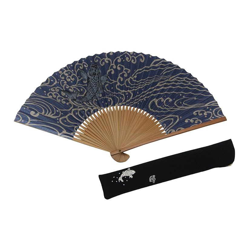 【新品】 [ハセガワ] 扇子 鯉 ウス唐木石州 京都職人 手作り 扇子 扇子袋付き 化粧箱入り 0