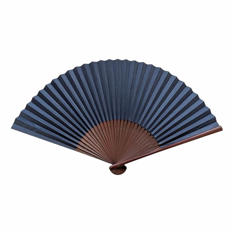 【新品】 京扇子 漉地紙/紺 日本製 京都 メンズ 男性用 和装小物 職人技 紙扇子 ネイビー 自分用 ギフト 贈り物 プレゼント 縦38cm×開いた時の横幅22cm 0