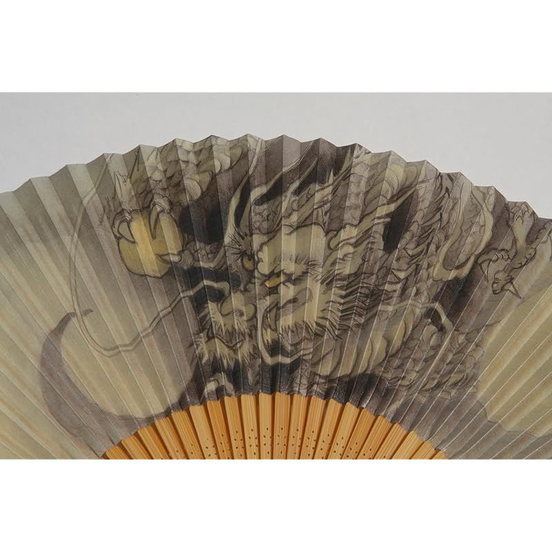 【新品】 [ハセガワ] 紳士用 扇子 縁起物「龍」京都職人 仕立て 扇子袋付き 紙箱入り 竜 0