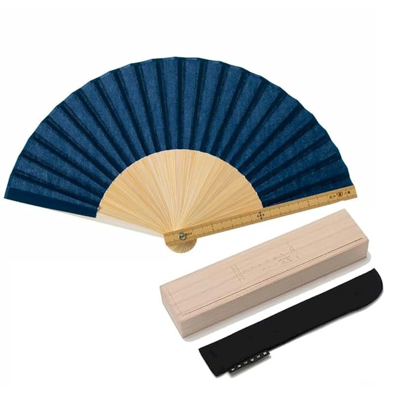 【新品】 [西川庄六商店] 定規扇子/竹 桐箱入り 扇子袋付き オシャレ ユニーク デザイン プレゼント ギフト 父の日 (ネイビー) メンズ 紳士 0