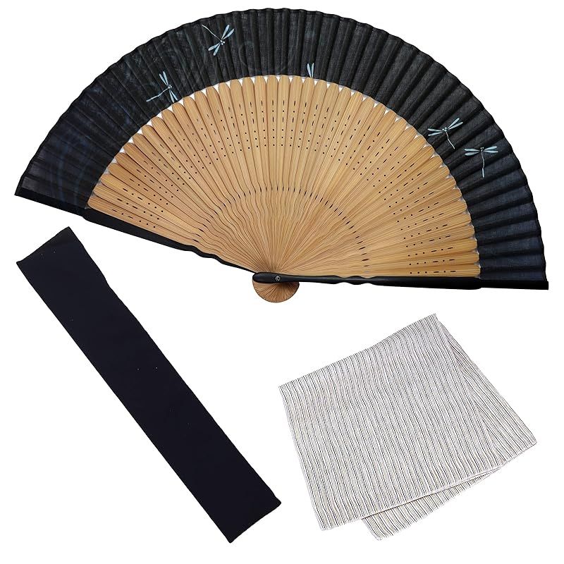 【新品】 [大阪 長生堂] 扇子 メンズ 男性 おしゃれ ビジネス 扇子袋 扇子入れ ハンカチ付セット 飛翔 ブラック 0 5,738円