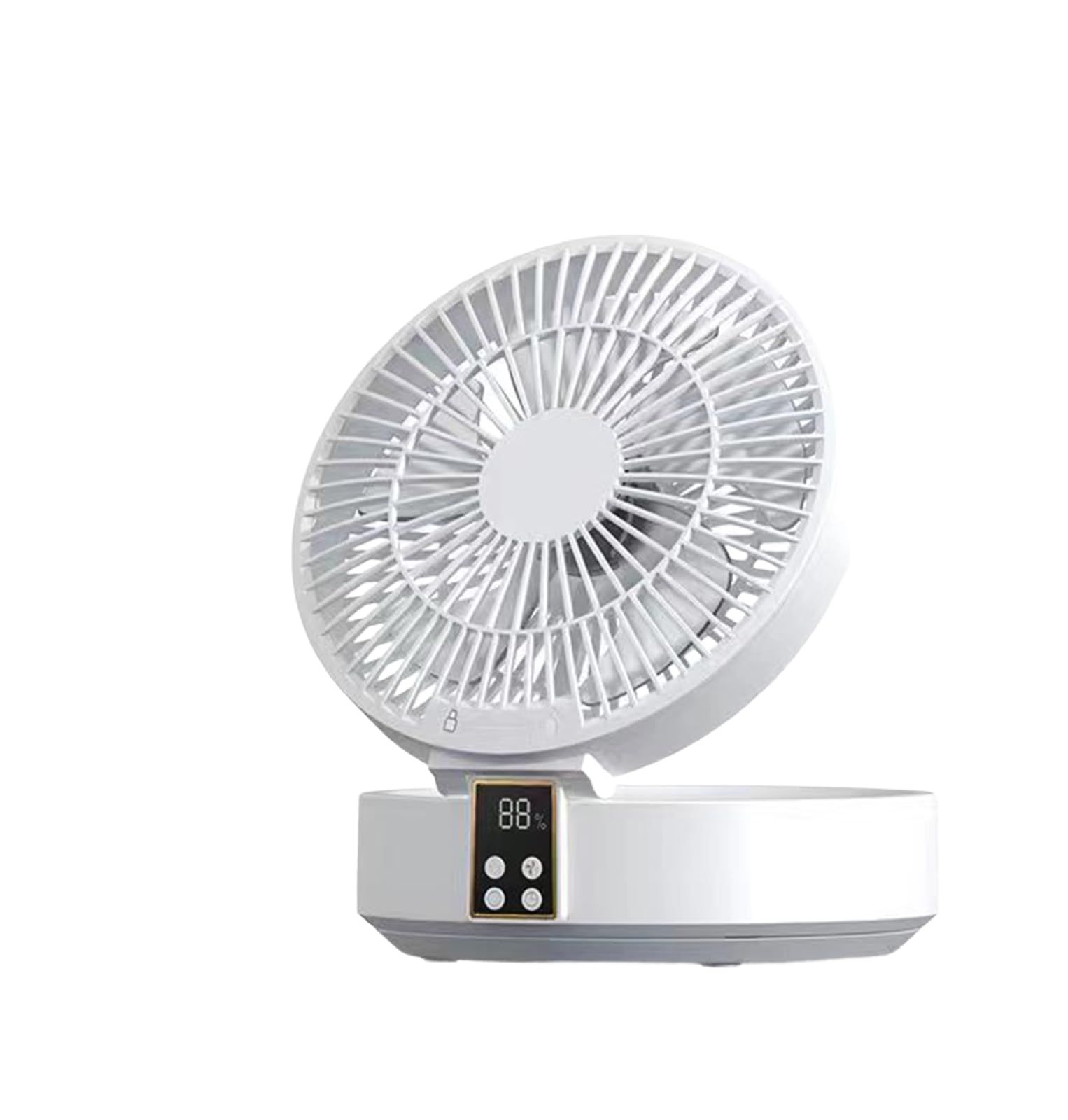 Ni Zmir Circulator [Quiet, Remote Control Included, 3/6/9 Hour Timer, Type-C Rechargeable, Foldable] Desk Fan, Wall Mountable, 8 Tatami, Air Circulation, Ventilation, 3 Levels, Airflow, 5 Blades, 4000 mAh, Large Capacity, 607a263c