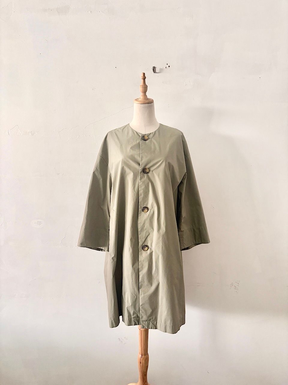 LE GLAZIK ルグラジック ノーカラーコート モスグリーン 36