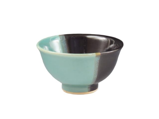 牛ノ戸焼（鳥取県） 中井窯 酒器 ぐい呑 黒＆緑釉染分け 6USH0022 特製桐箱入+和紙包装