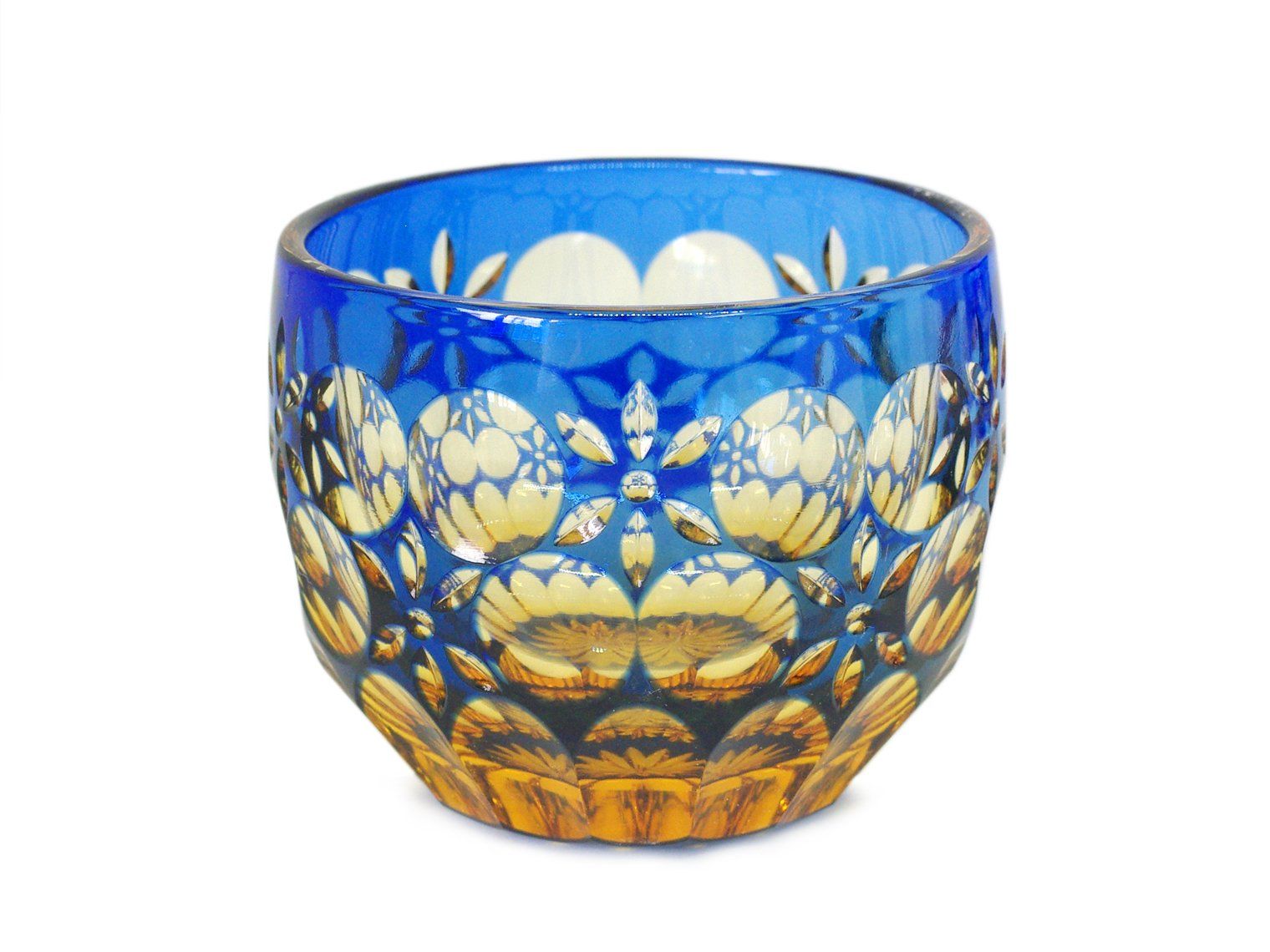 大場硝子 酒器 木箱入り [ 万華鏡/瑠璃琥珀 / 約6.0cm×高さ5.0cm ] 江戸切子 伝統工芸品 お猪口 おちょこ (お祝い ギフト プレゼント)