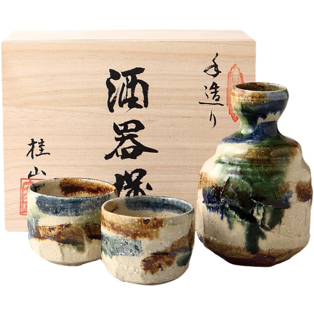 エールネット(Ale-net) 酒器 W6.4×D6.4×H5.2cm 桂山作 手造り民藝織部酒器揃 陶器 美濃焼 日本製