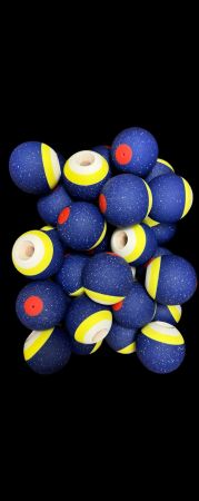 けん玉 Okendama REVO TAMA only - Maple - Splatter Blue (yellow/white)