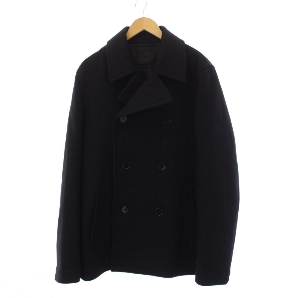 プラダ PRADA ピーコート Pコート ミドル丈 ウール 52 黒 UGY392 /BM