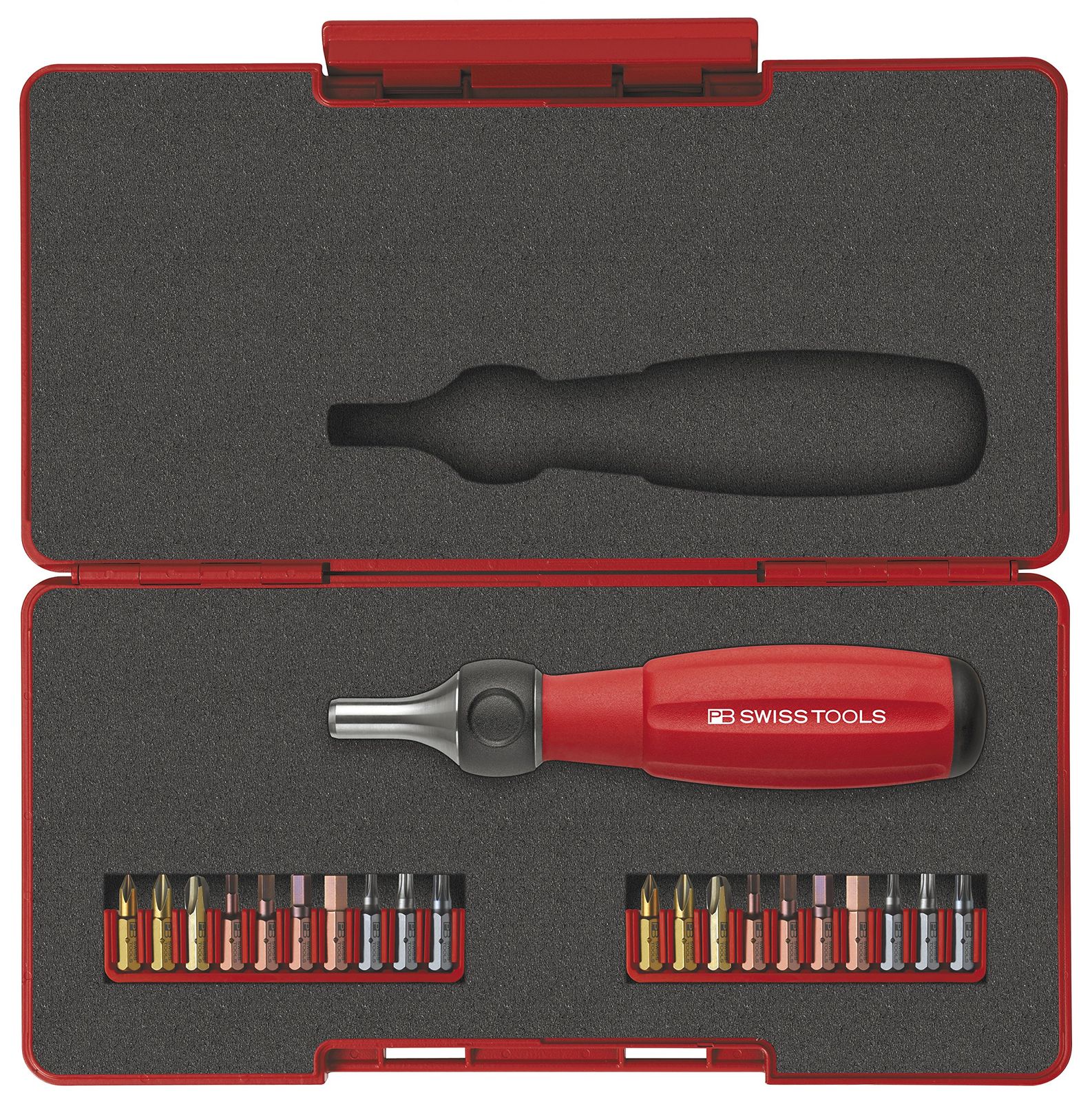 PB SWISS TOOLS ピービースイスツールズ 21点組 6.35差込 スイスグリップ C6・E6ビットシリーズ付差替ラチェットドライバーセット ツイスター ケース付 8510.R-30SET