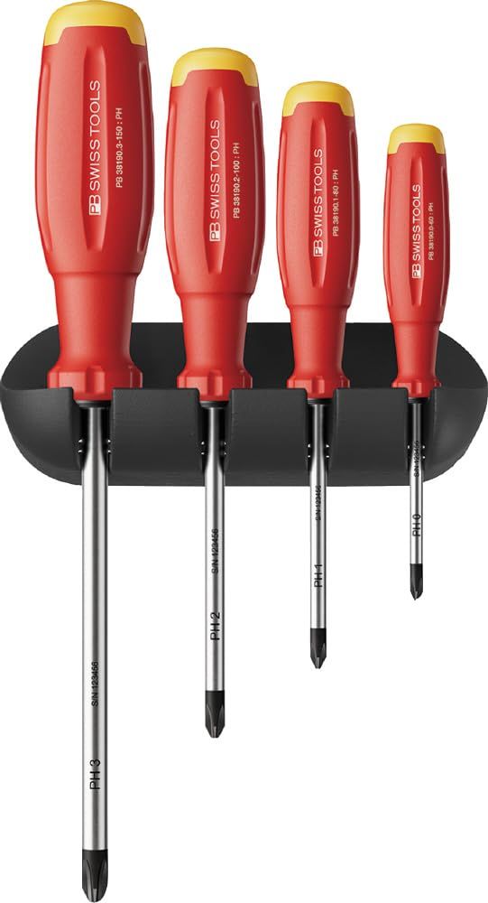 PB SWISS TOOLS ピービースイスツールズ スイスグリップEVO プラスドライバーセット 4本組 ホルダー付 38242.H