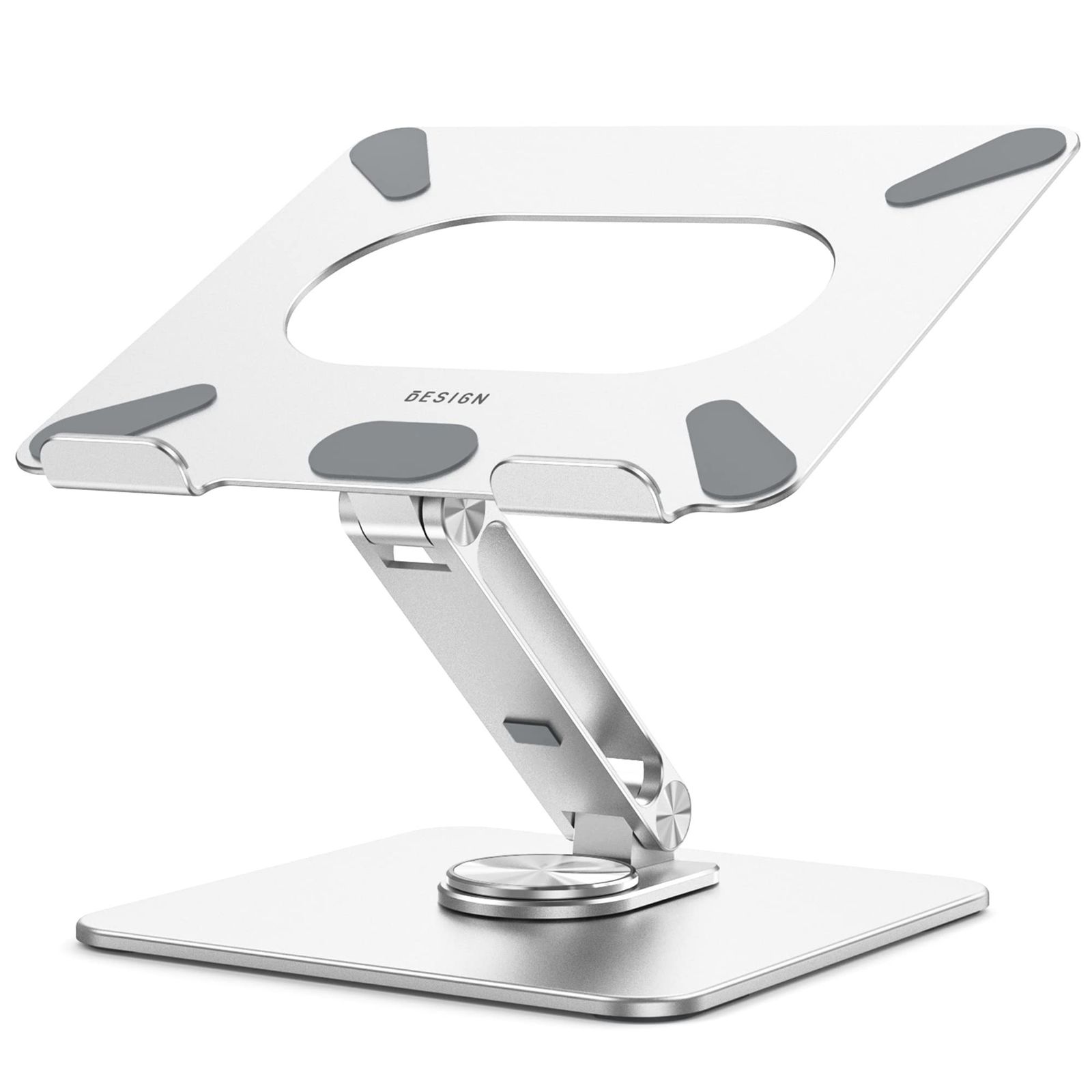 BESIGN LSX7 ノートパソコンスタンド 360度回転ベース 人間工学に基づいた調節可能なノートブックスタンド ライザーホルダー コンピュータースタンド 10~15.6インチのノートパソコンに対応 (シルバー)