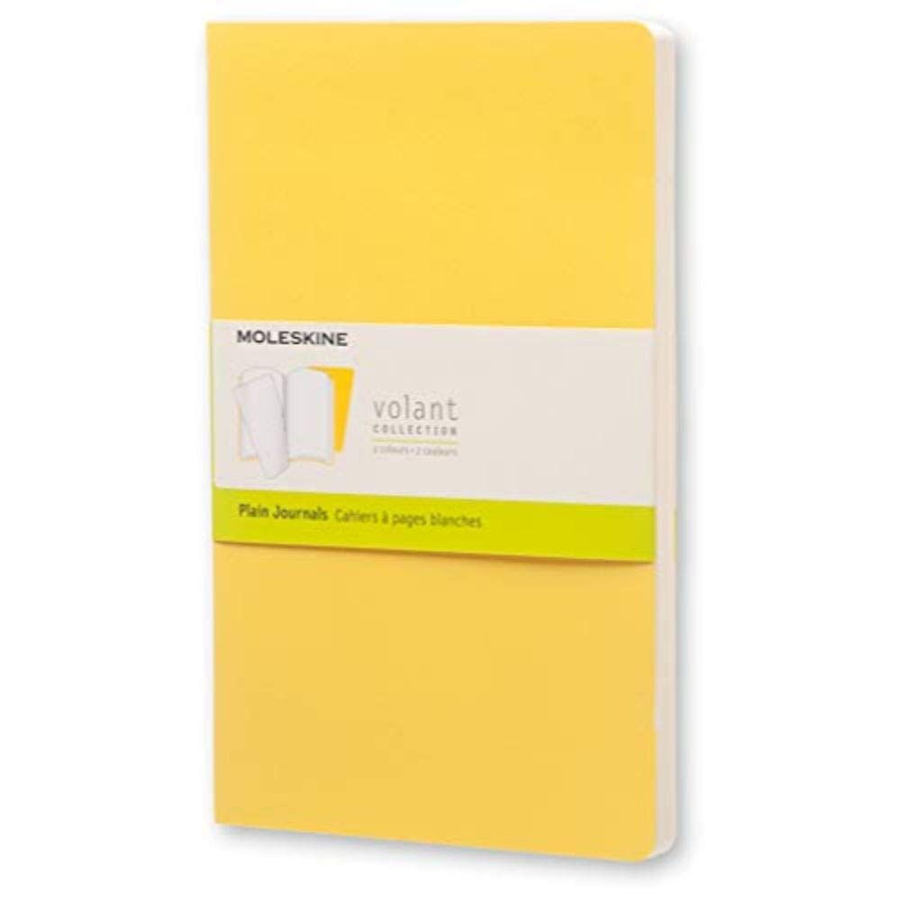 Moleskine Volant Journal (Set of 2), Large, Plain, Sunflower Yellow, Brass Yellow, Soft Cover (5 x 8.25)