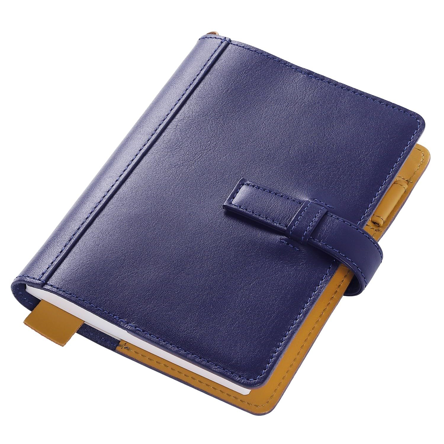Lightex 本革 ノートカバー A6サイズ ほぼ日対応 オリジナルサイズ対応 バイカラー a6-monoleather ネイビー