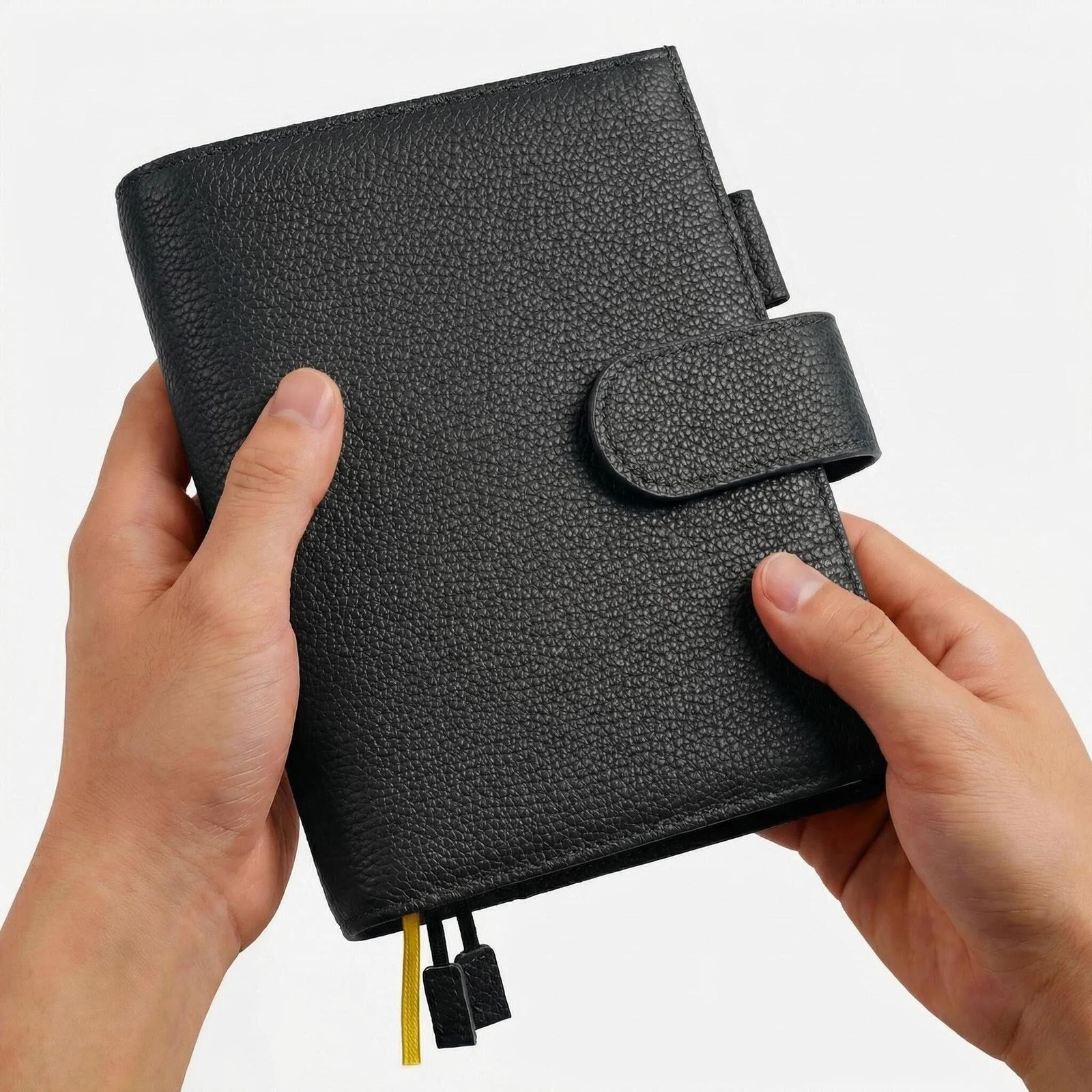 ほぼ日手帳 A6 オリジナル対応 本革手帳カバー 文庫本兼用 財布機能付き カード 5 枚収納 ペンホルダー付き コンパクト 贈り物に最適(ブラック)