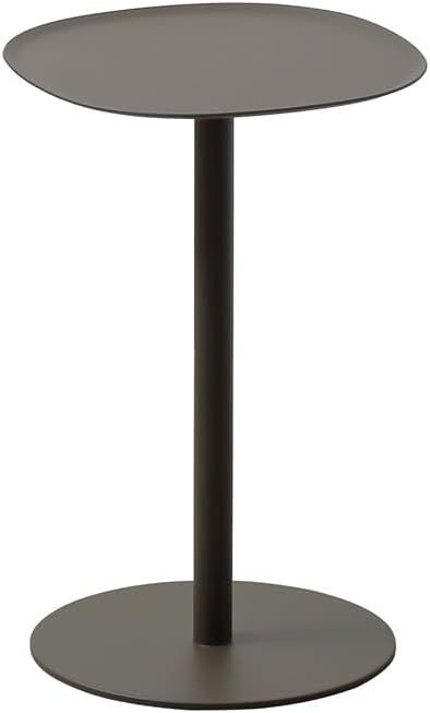 ideaco イデアコ サイドテーブル 角丸 フチあり W23 D23 H35cm 組立不要 ブラウン スチール製 フェルト底面保護