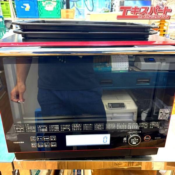 TOSHIBA スチームオーブンレンジ 石窯ドーム 30L 2019年製黒×赤 湘南台店