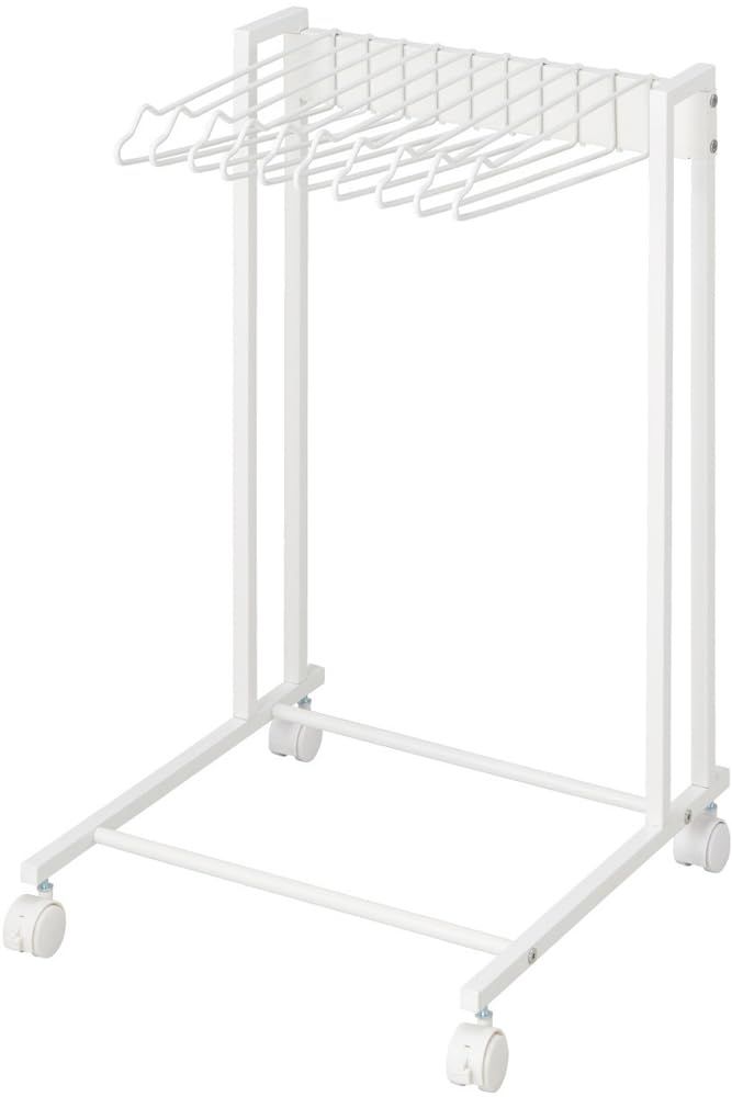 ミエ産業 スイング式 スラックスハンガーラック10本掛け(ホワイト) キャスター付き 製品サイズ 42×43×71cm 耐荷重:5kg 【スイング式】