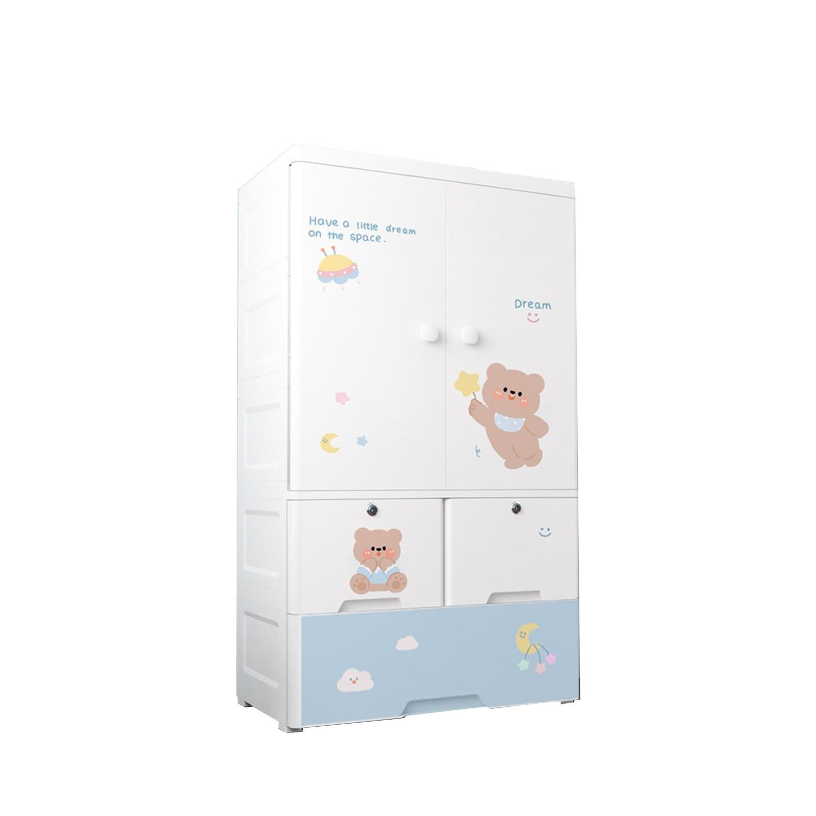 Pugrwei ワードローブ 折り畳み式 収納ボックス クローゼット キッズクローゼット 子供用 かわいい 衣類収納 扉付き 小物 洋服掛け ハンガーラック 組立簡単 おしゃれ 耐久性 防塵 高耐荷重 省スペース 収納 コンテナ ボックス リビング 寝室 書斎