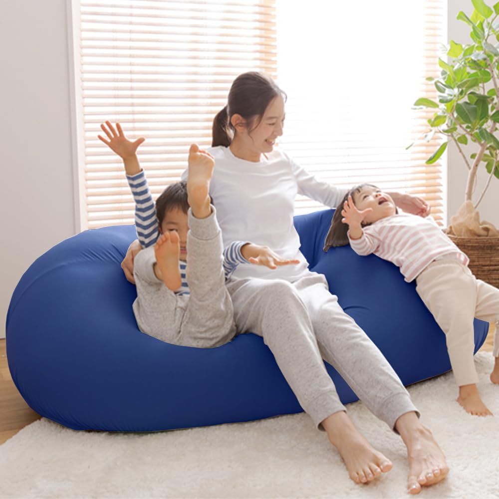 アイリスプラザ ビーズクッション ワイドタイプ ソファ ソファー 全10カラー 150×83×53cm フロアソファ ビーンズMAX ビーンズマックス ブルー