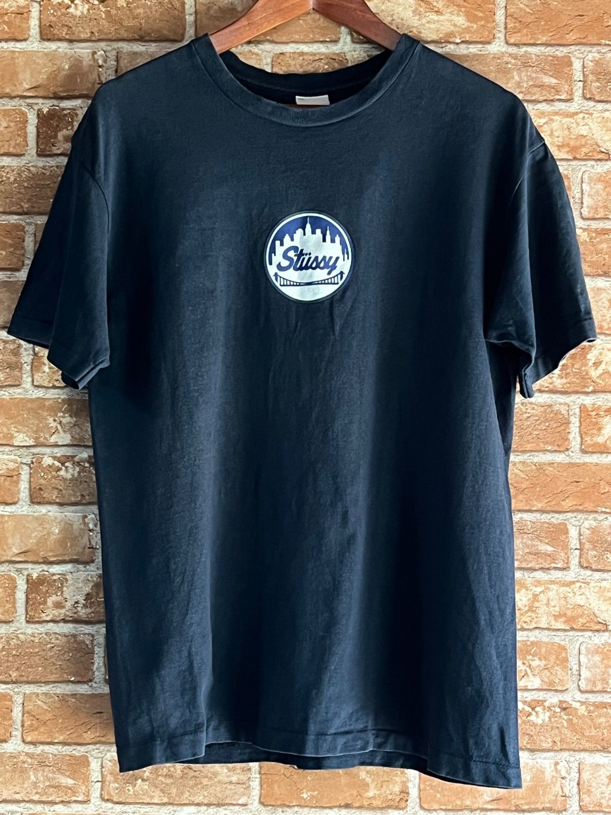 STUSSY ステューシー　ヴィンテージ　中古　古着　Tシャツ　M 銀タグ　ネイビー　紺色　USA製