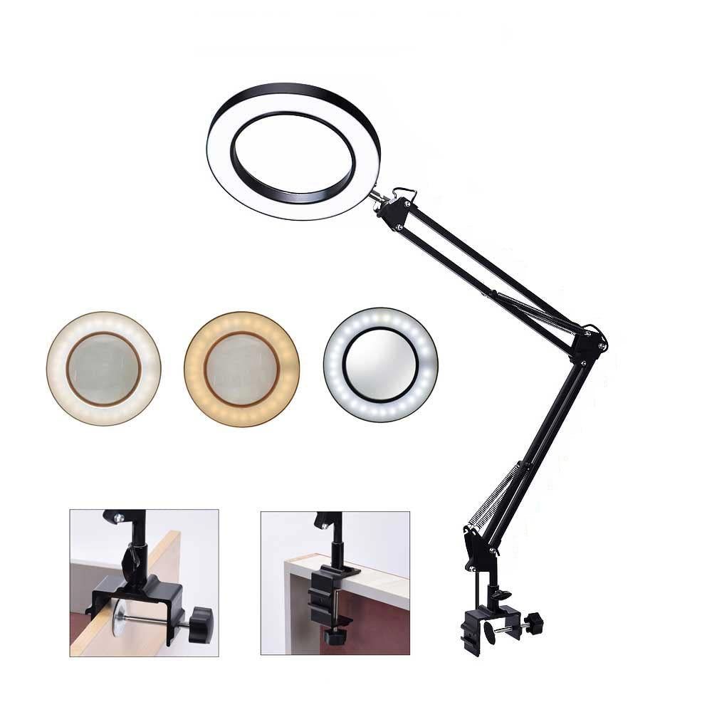 zmart 5倍 拡大鏡 USB LED フレキシブル デスク 3色 照明付き 拡大鏡 ランプ ルーペ 読み取り リワーク はんだ付け 大型 5X 5X Magnifier USB LED Flexible Desk 3 Colors Lighted Magn