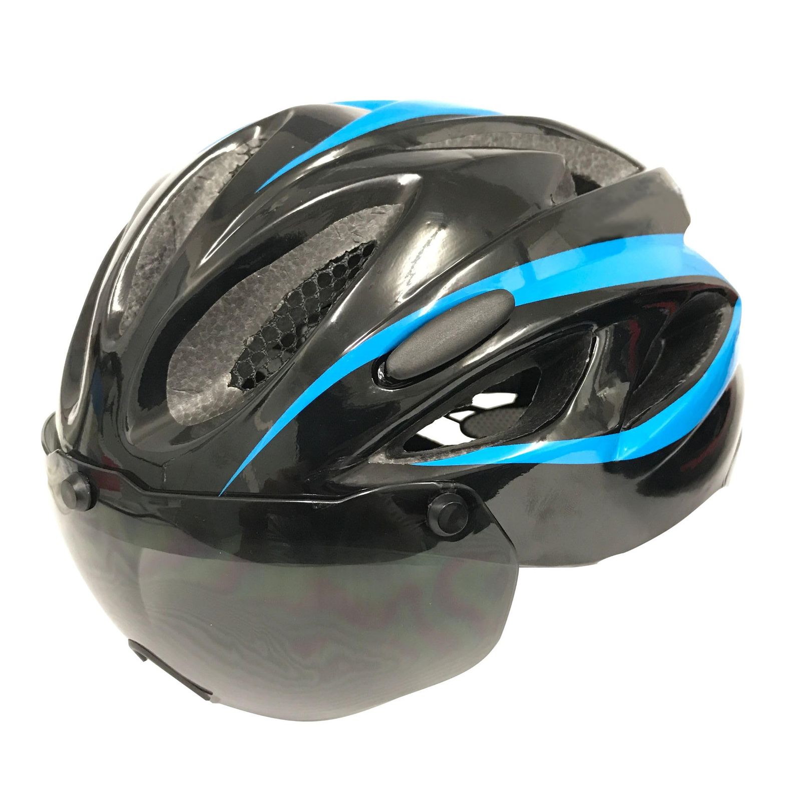 FOGLIA(フォグリア) ヘルメット 自転車 57cm-63cm ブルー シールド付き サイズ調整可能 認証取得