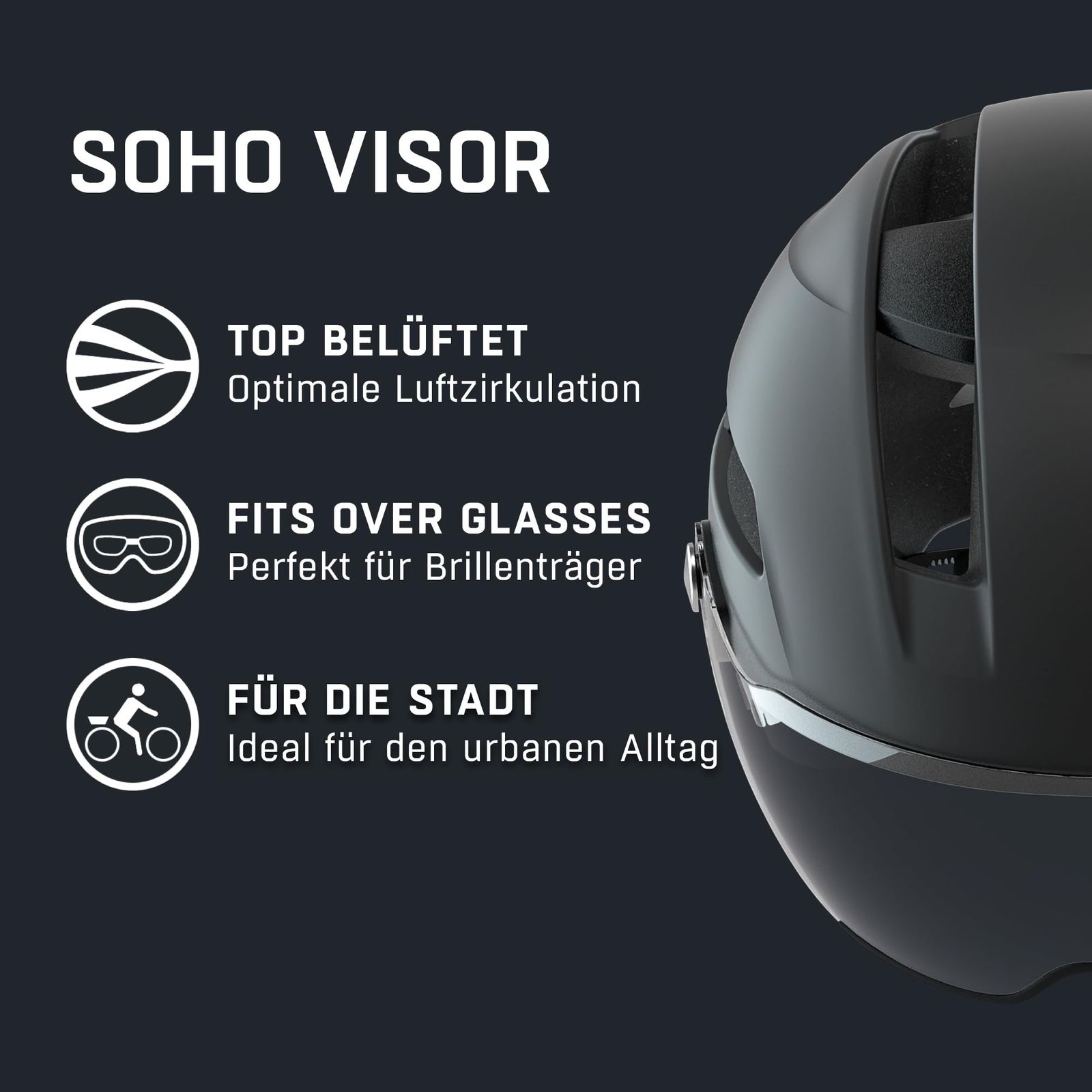 ALPINA(アルピナ) バイザー付き自転車ヘルメット 街乗り ドイツ製 CE認証 SOHO VISOR / 55-59 cm