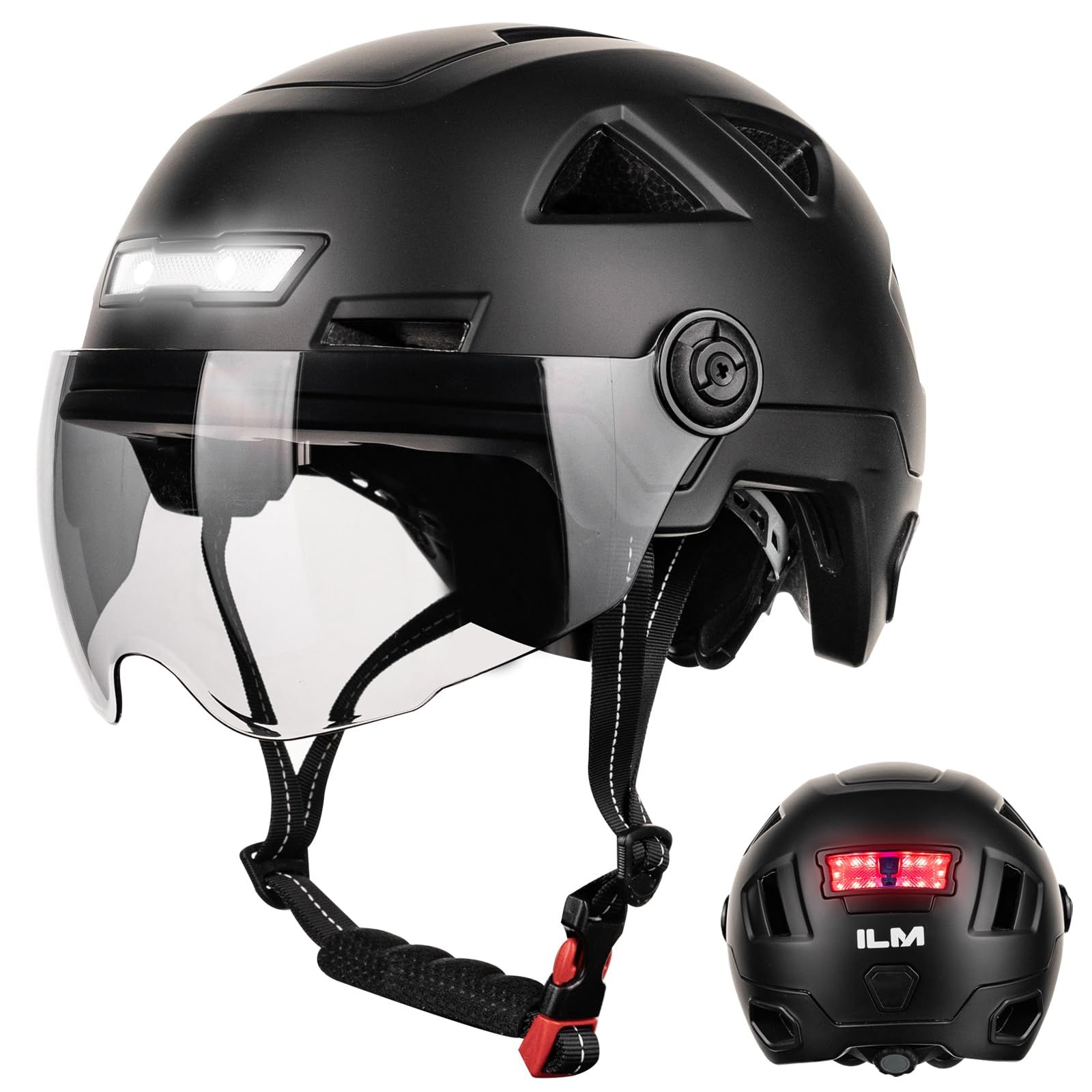 ILM 自転車 ヘルメット 大人 スマートセンサーライト付き CE/CPSC/ASTM/NTA8776安全規格 サイクリングヘルメット 多機能 通学通勤 軽量＆通気 高剛性耐衝撃 サイズ調節 男女兼用