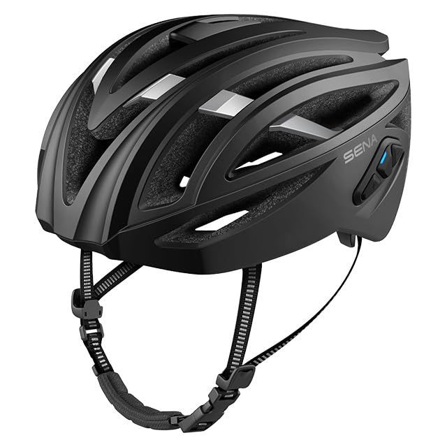 SENA R2EVO, ロードサイクリングヘルメット, MESHインターコム・リアライト内蔵 (マットブラック, M)