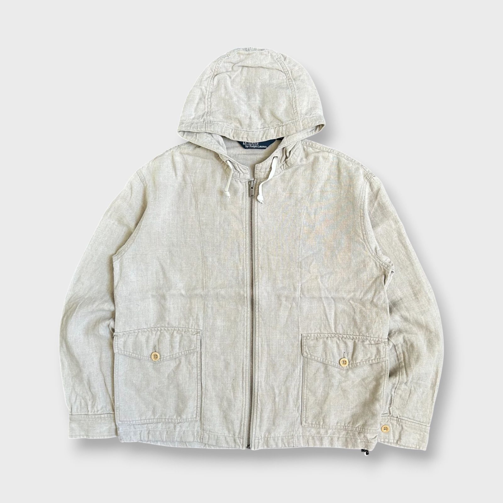 1990's polo ralph lauren linen hooded jacket