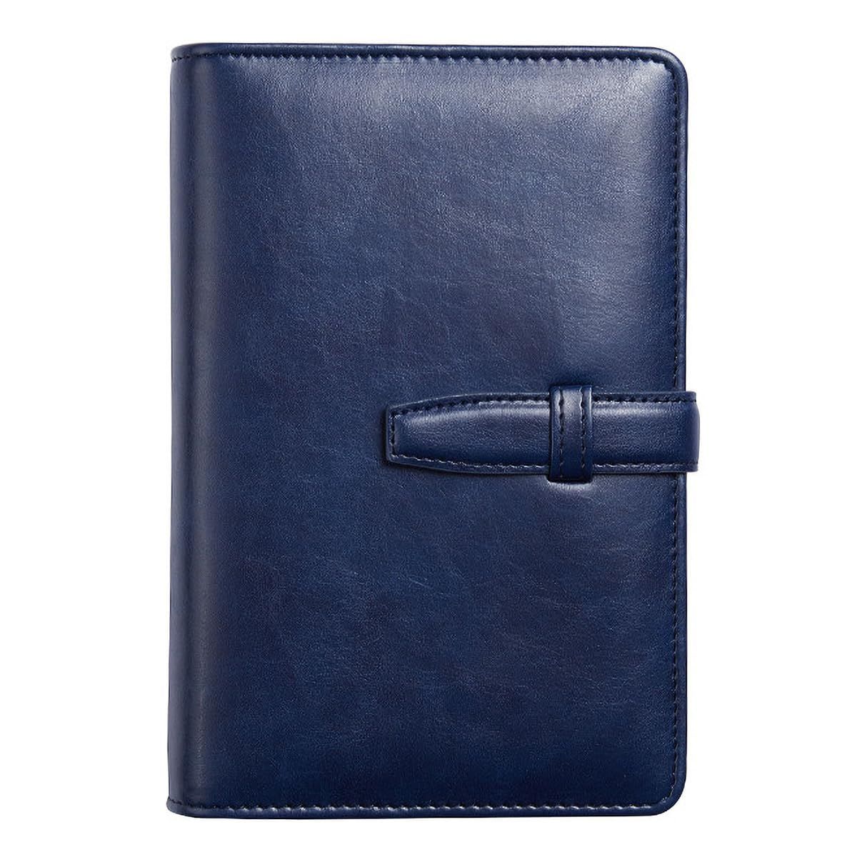 V.for.M システム手帳 オシャレ 6穴 手帳 ノート リング メモ帳 スケジュール帳 手帳カバー ビジネス手帳 (バイブルサイズ, ネイビー)