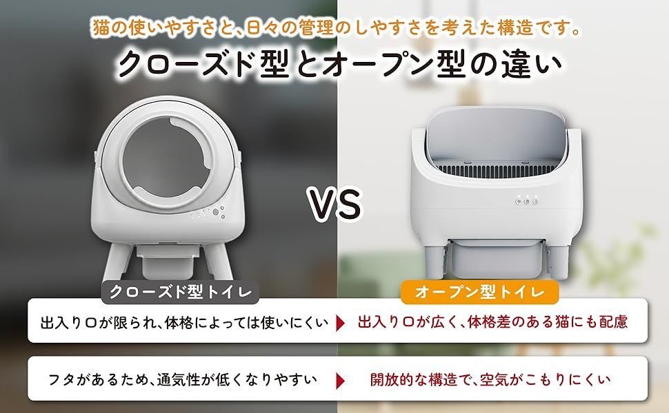 Prairia】猫用自動トイレ オープン型 (グレー&ホワイト) 大型猫対応