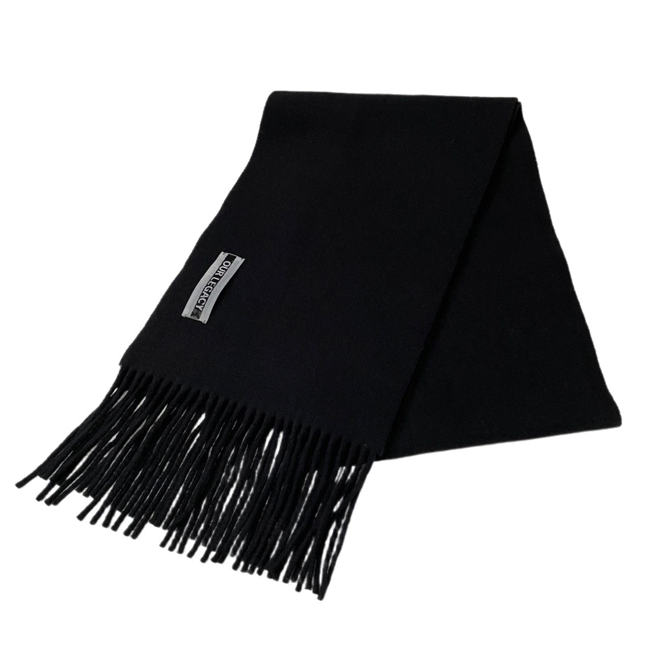 OUR LEGACY 24AW BLACK DOUBLE WOOL ESTATE SCARF ウールフリンジ大判マフラー スカーフ ストール 服飾小物 定価39,600円 OUR LEGACY 24AW BLACK DOUBLE WOOL ESTATE SCARF ウールフリンジ大判