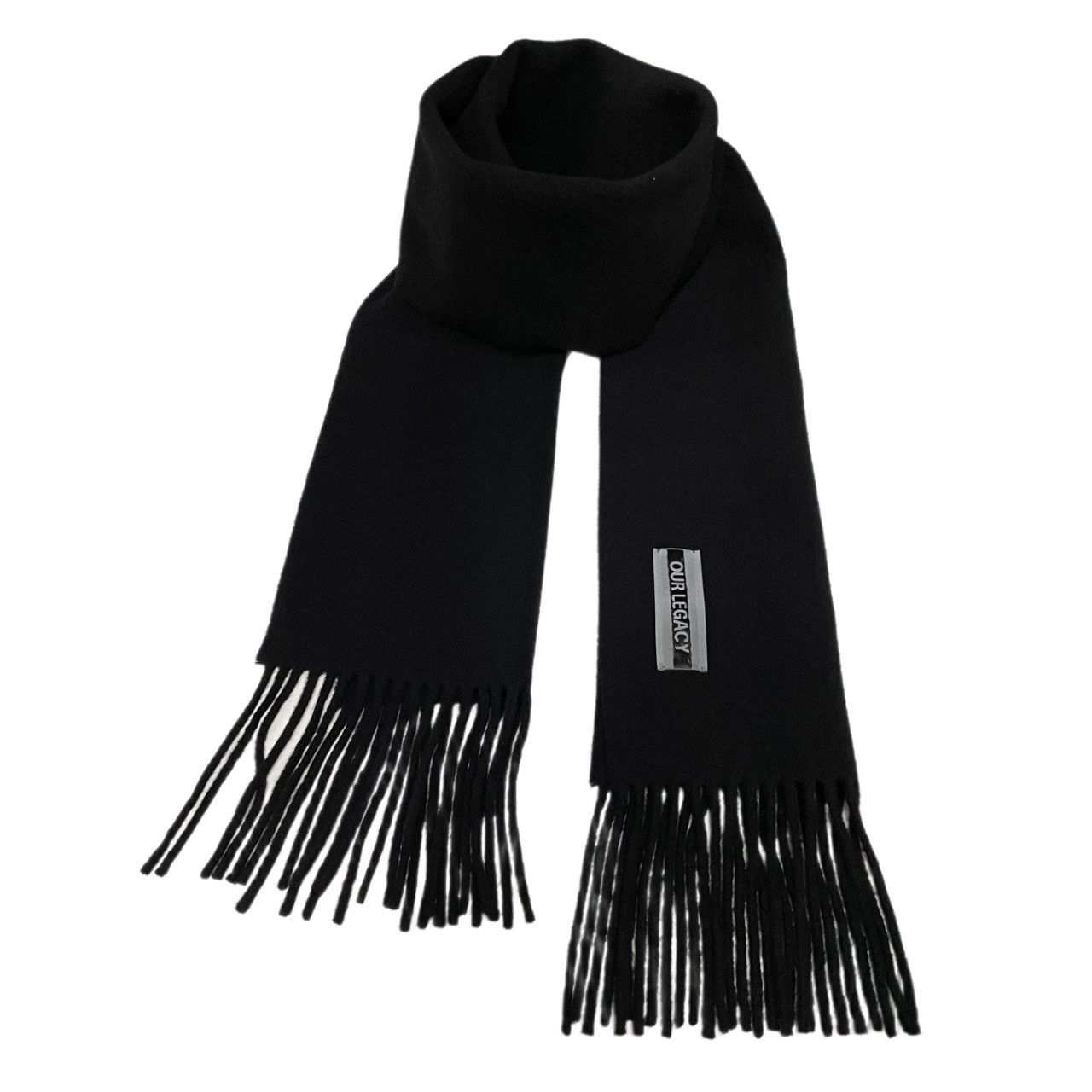 OUR LEGACY 24AW BLACK DOUBLE WOOL ESTATE SCARF ウールフリンジ大判マフラー スカーフ ストール 服飾小物 定価39,600円 OUR LEGACY 24AW BLACK DOUBLE WOOL ESTATE SCARF ウールフリンジ大判