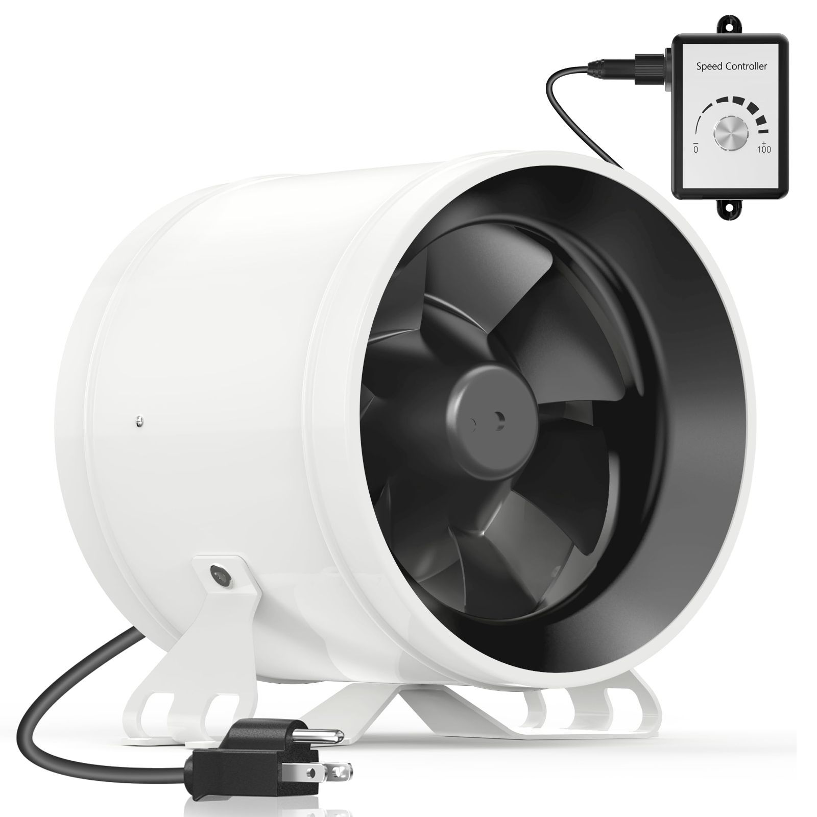 Hon&Guan ダクトファン 150mm 強力 無段階調速可能 金属ケース ダクト用換気扇 省エネ 塗装ブース用 マイニングリグ冷却 インバータダクトファン 無段階調速スイッチ付き 産業用排風機 (HI-150PE)