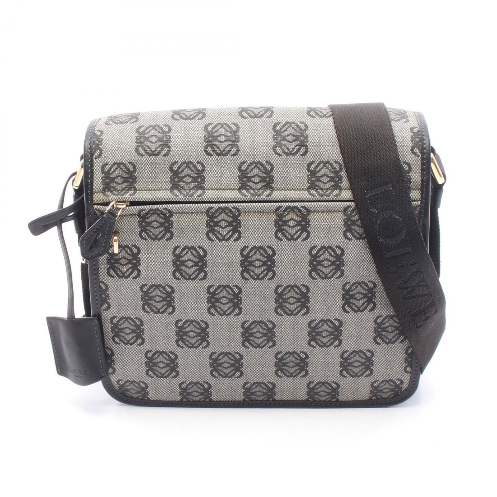 ロエベ LOEWE ショルダーバッグ アナグラム グレー/ブラック PVC 