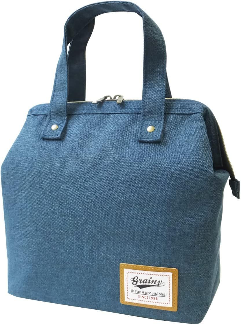 [style plein de couleur] 保冷 ランチバッグ 【ランチワイヤーバッグL】お弁当 ランチバック (おしゃれ 保冷バッグ にも!) お弁当袋 lunch bag (ネイビー) AF6049
