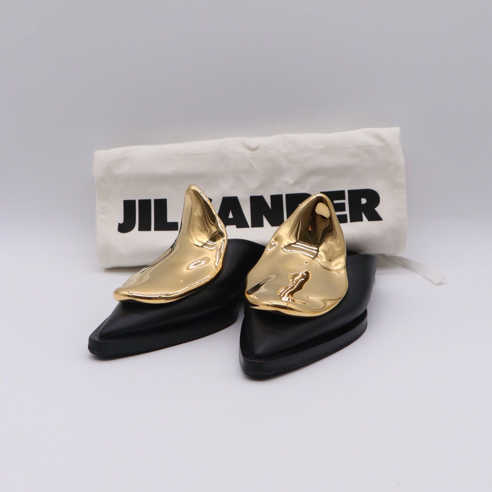 JIL SANDER メタルプレート レザーミュール シューズ ジルサンダー 付属品付き