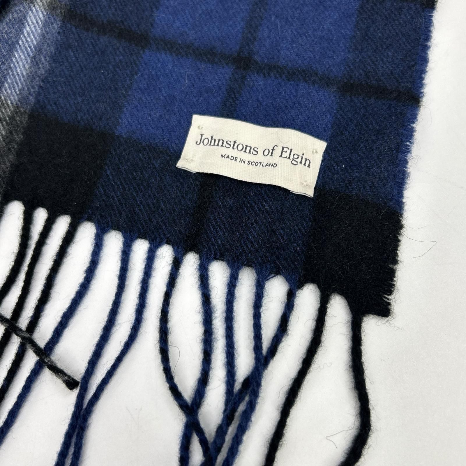 ジョンストンズ 【美品】カシミヤ100％ 大判 フリンジ Johnstons of Elgin/ジョンストンズ オブ エルガン カシミヤ100％ 大判