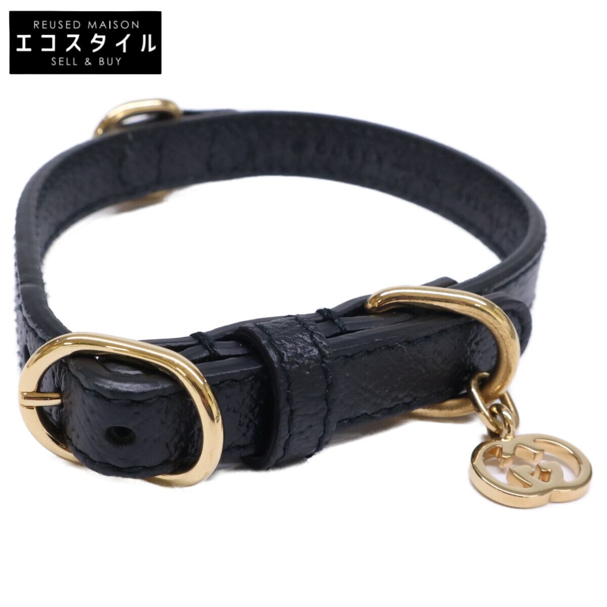 GUCCI グッチ 【美品】692946 2ZR0G エクストラスモール インターロッキングG レザー ペットカラー 首輪 XS