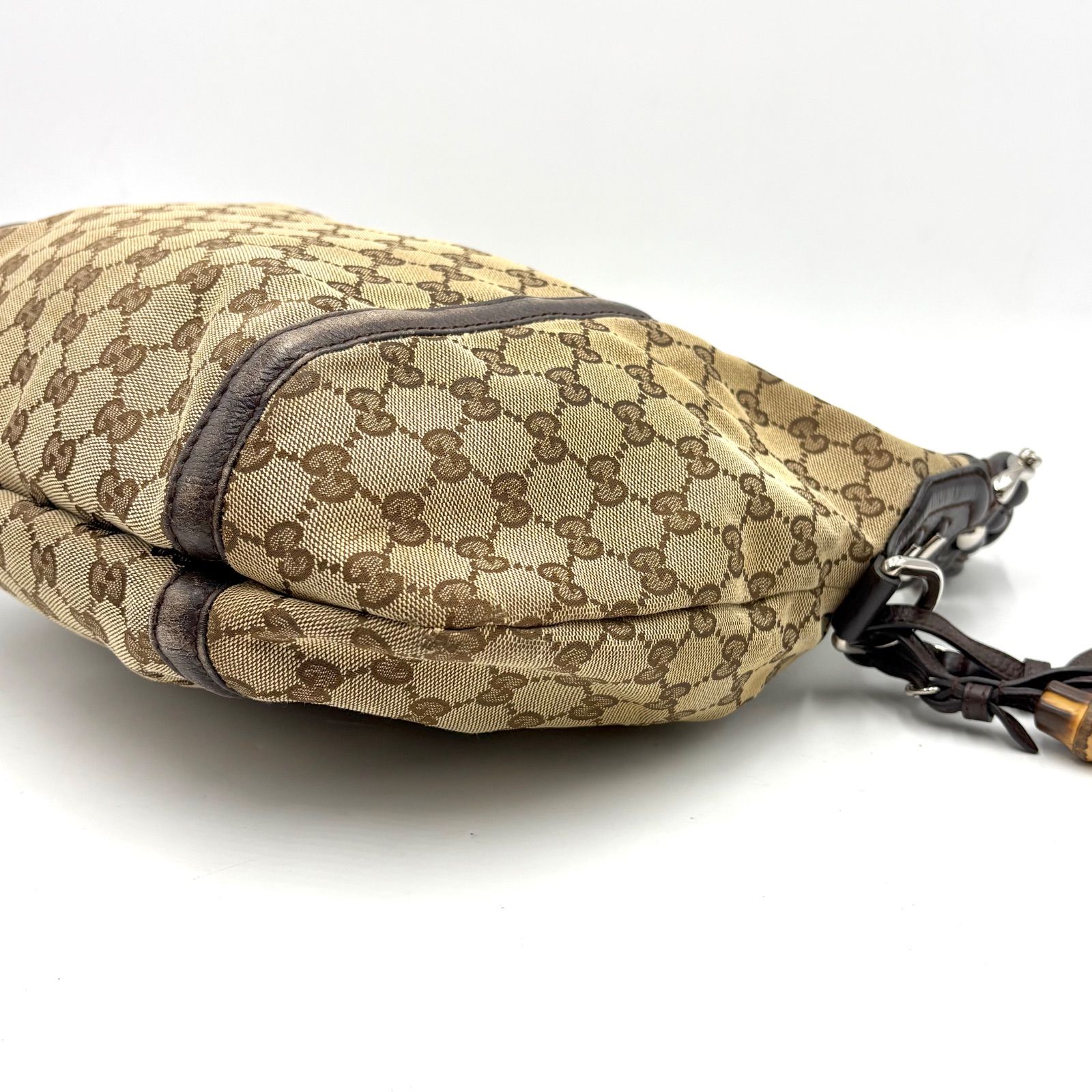 GUCCI グッチ バンブータッセル GGキャンバス レザー ホーボーバッグ