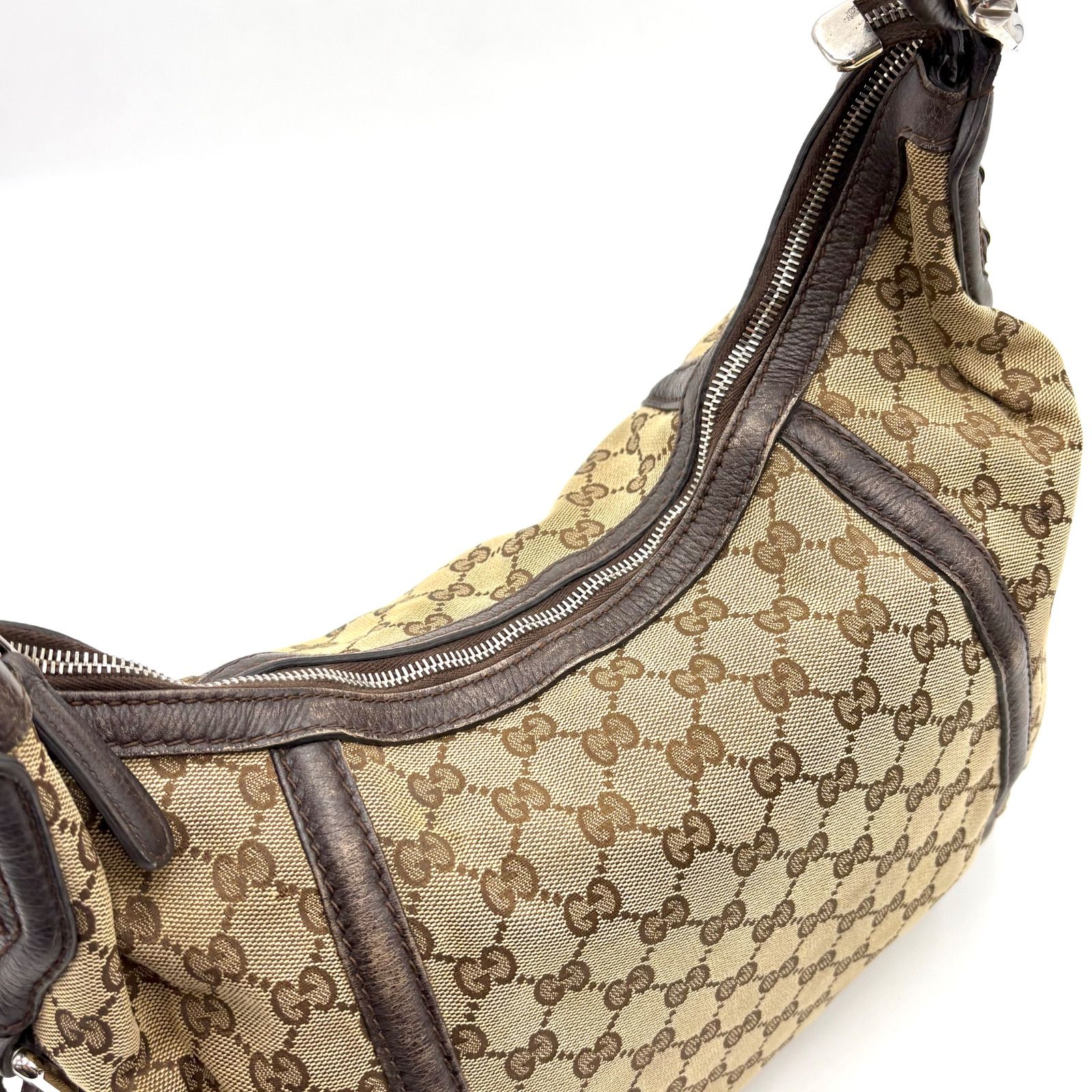 GUCCI グッチ バンブータッセル GGキャンバス レザー ホーボーバッグ