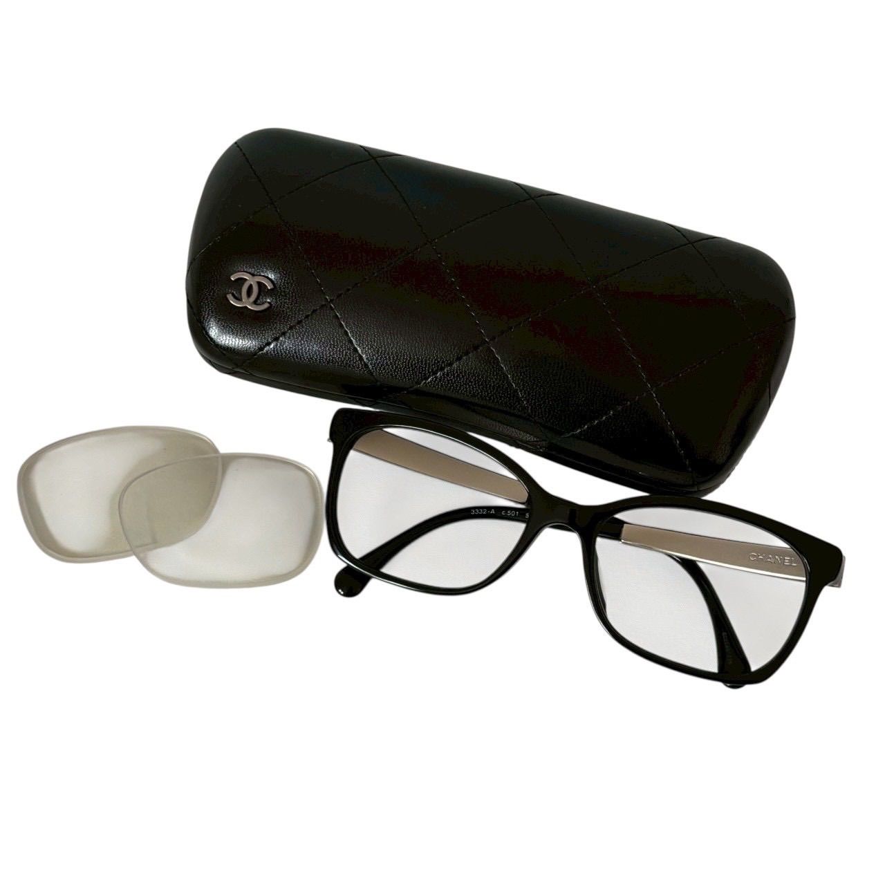 CHANEL シャネル メガネ 黒 ブラック クリアレンズ 3332 A BC22497306 501 54◻︎17 140 レディース