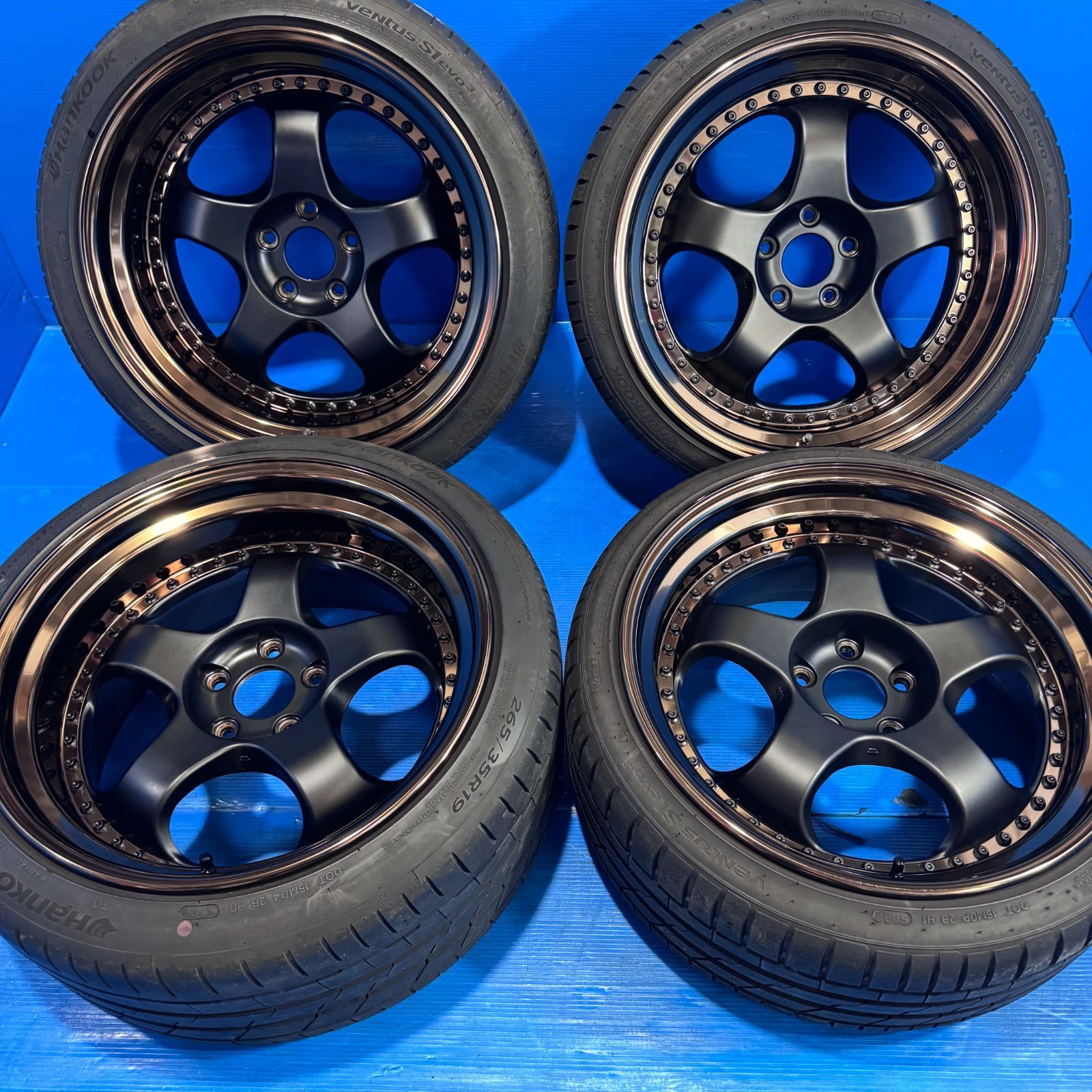 【Z33特注】WORK マイスター S1 3P 19インチ 9.5J+19 10.5J+23 5H114.3 アルマイトブロンズリム 4本 フェアレディZ 深リム 美品