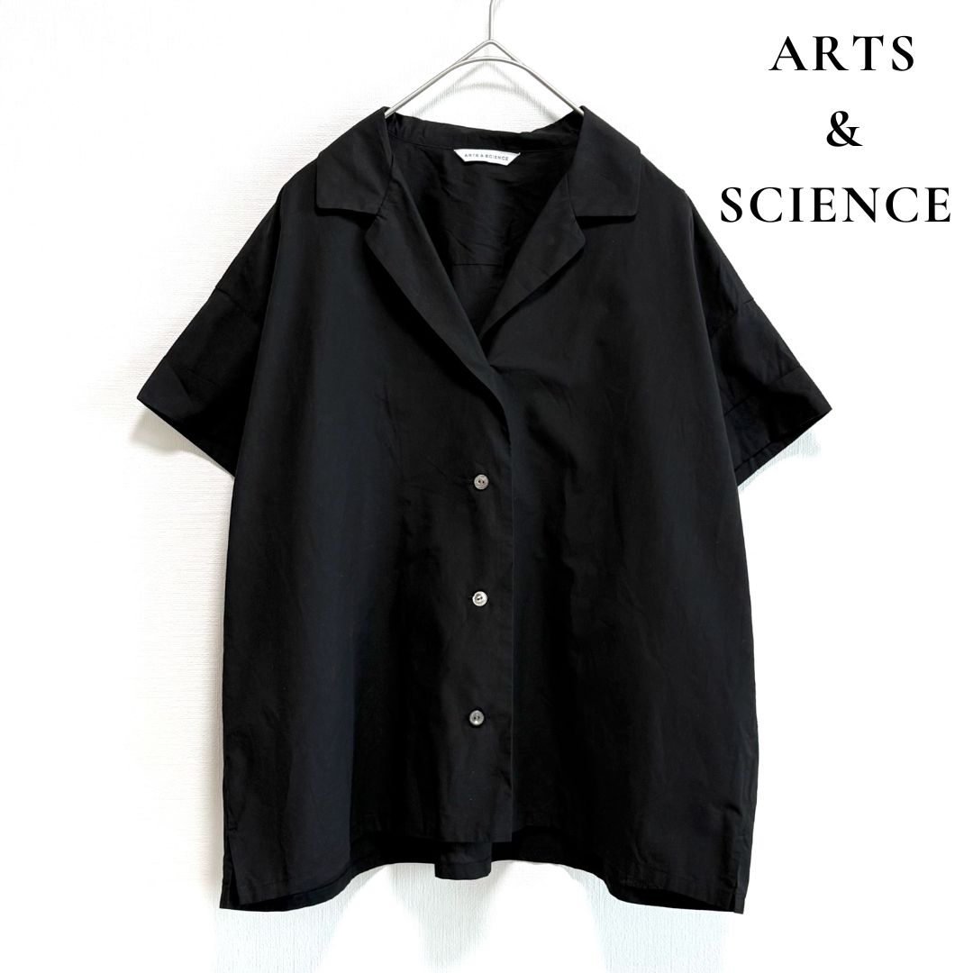 ARTS&SCIENCE オープンカラーシャツ 開襟 半袖 コットン ブラック 日本